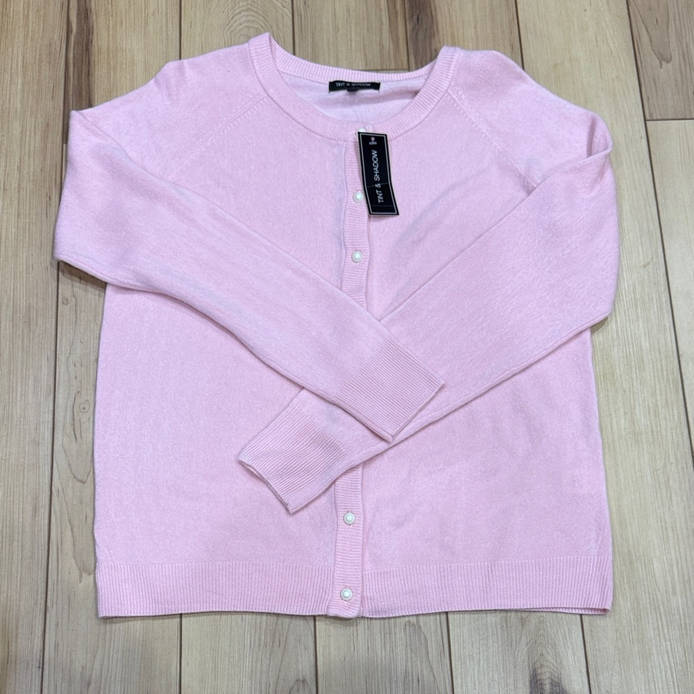 Tint & Shadow Light Pink Women's 100%Acrylic Cardigan Sweater
